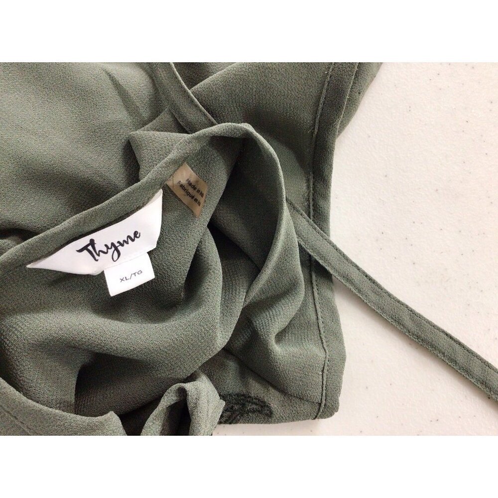 Thyme Green Embroidered Dress Babydoll Empire Waist Womens XL - Picture 9 of 10